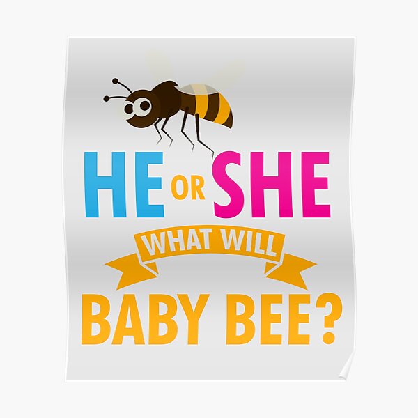 He Or She What Will Baby Bee Baby Shower Pregnancy Gift Poster By Melsens Redbubble