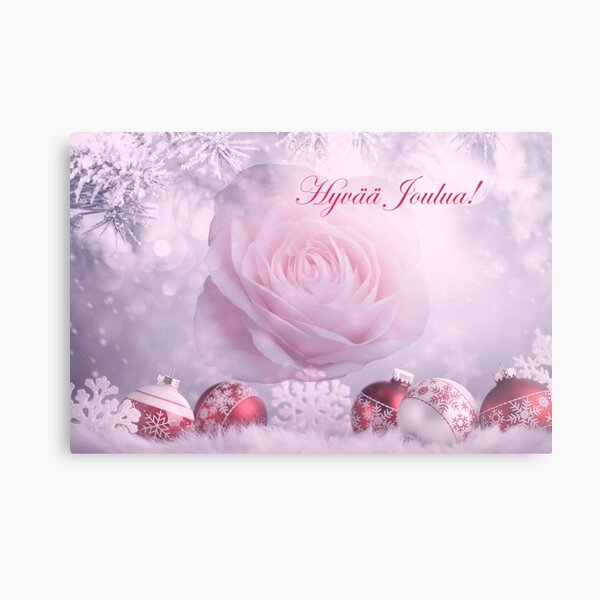 Hyvää Joulua Talvinen Ruusu Metal Print