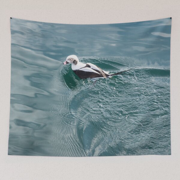 Item preview, Disturbing the Silk - Long Tailed Duck Emerging from a Dive designed and sold by Georgia Mizuleva.