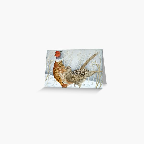 Pheasants in the snow Greeting Card