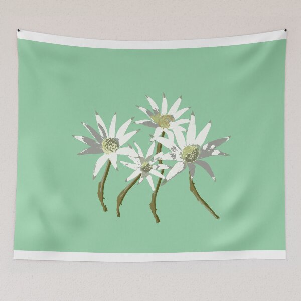 Item preview, Flannel Flowers (Actinotus helianthi) on green designed and sold by ChrissyWild.