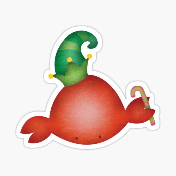 Holiday Crab Elf Sticker