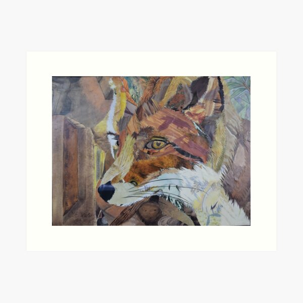 Fox Art Collage by C.E. White Art Print