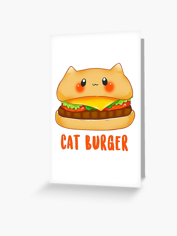 Cat Burger Kawaii Kitty Fastfood Greeting Card By Linkitty Redbubble