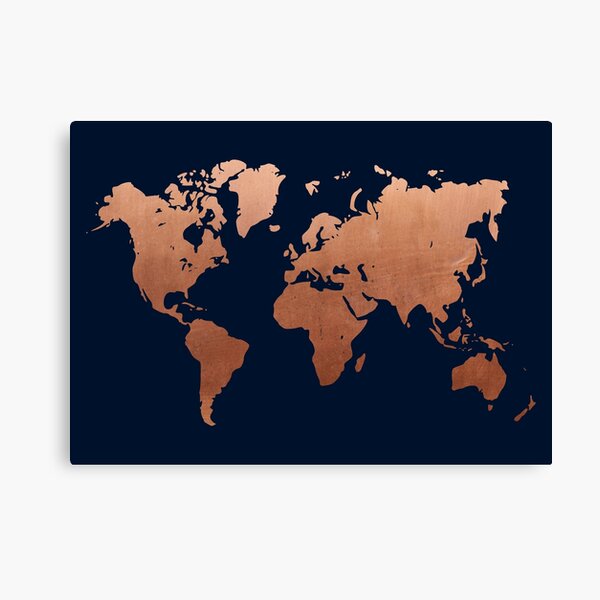 Item preview, World map - Navy blue and copper designed and sold by hellcom.