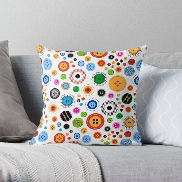 Buttons! Throw Pillow