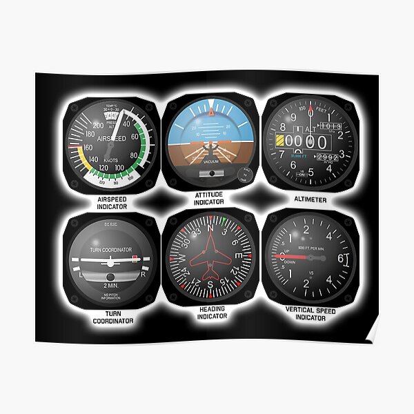 FLIGHT. AIRCRAFT INSTRUMENTS. Poster