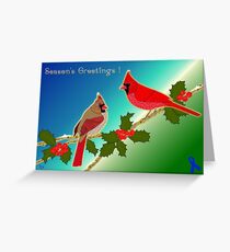 Cardinals on Holly Branch Greeting Card