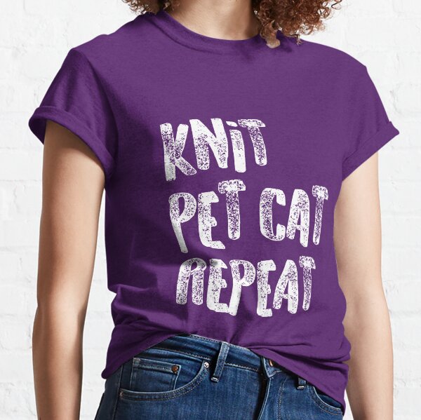 Knit Pet Cat Repeat Design Classic T-Shirt