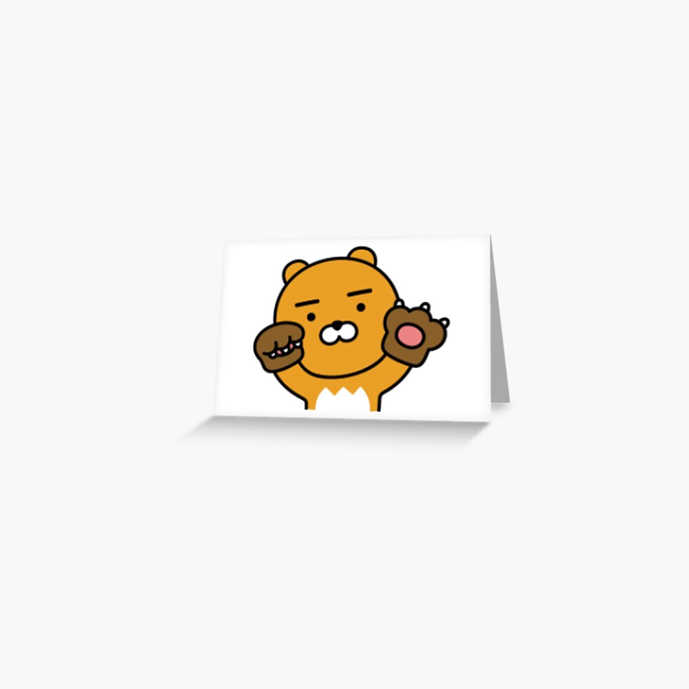 Kakaotalk Friends Hello Ryan Bear Claw Hands 카카오톡 라이언 Greeting Card By Icdeadpixels 2159