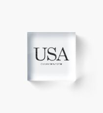 USA United States of America Coordinates Artwork Longitude & Latitude Acrylic Block
