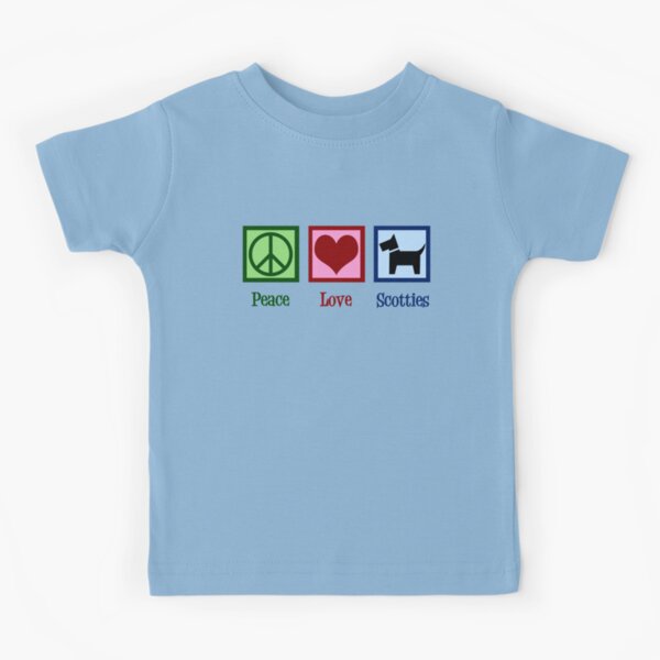 Peace Love Scotties | Cute Scottish Terrier Kids T-Shirt