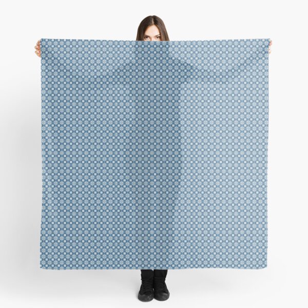 French Blue and White Circle Pattern Scarf