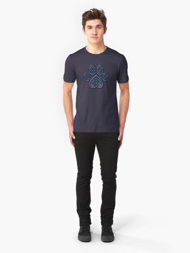 Alternate view of Celtic Knot Pawprint - Blue Slim Fit T-Shirt