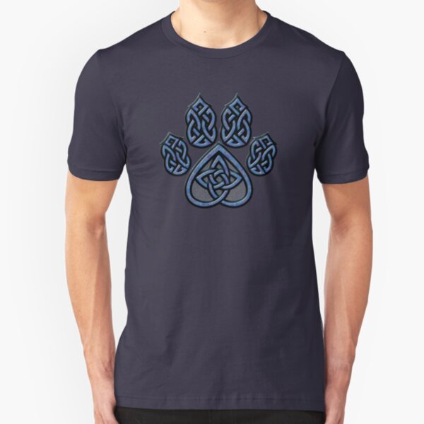 Celtic Knot Pawprint - Blue Slim Fit T-Shirt