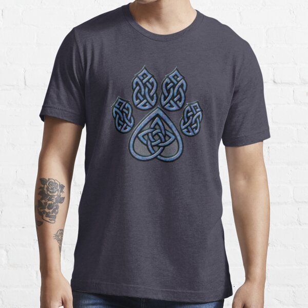 Celtic Knot Pawprint - Blue Essential T-Shirt