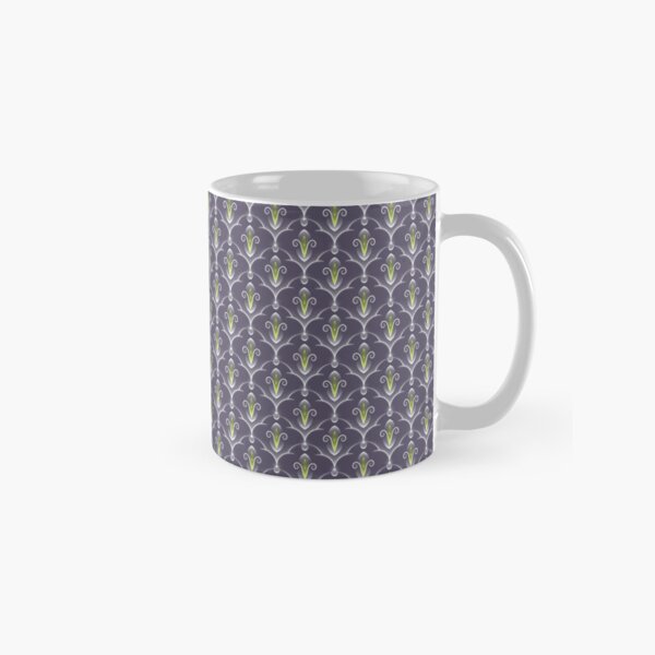Fleur de Lis Purple & Green Pattern Classic Mug