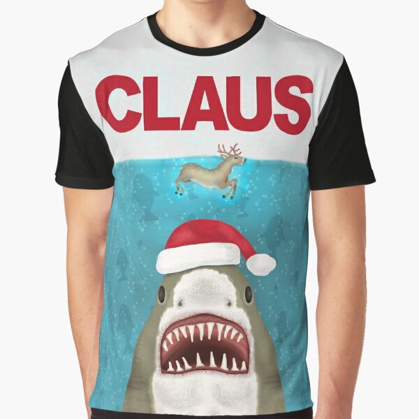 Funny Christmas Santa Claus Shark Reindeer Humor Graphic T-Shirt