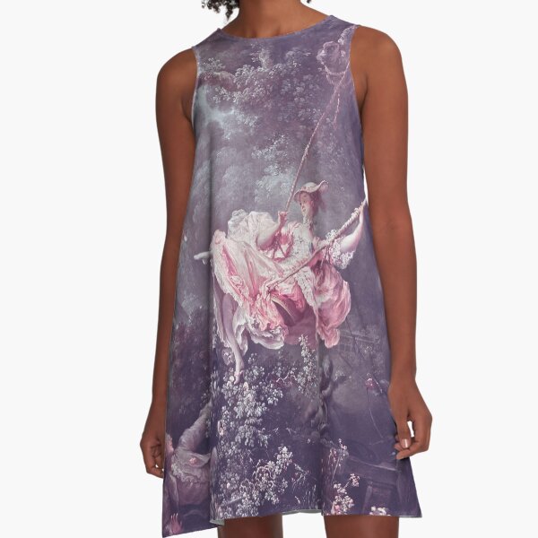 Jean-Honoré Fragonard The Swing - Pink Pastel Edition A-Line Dress