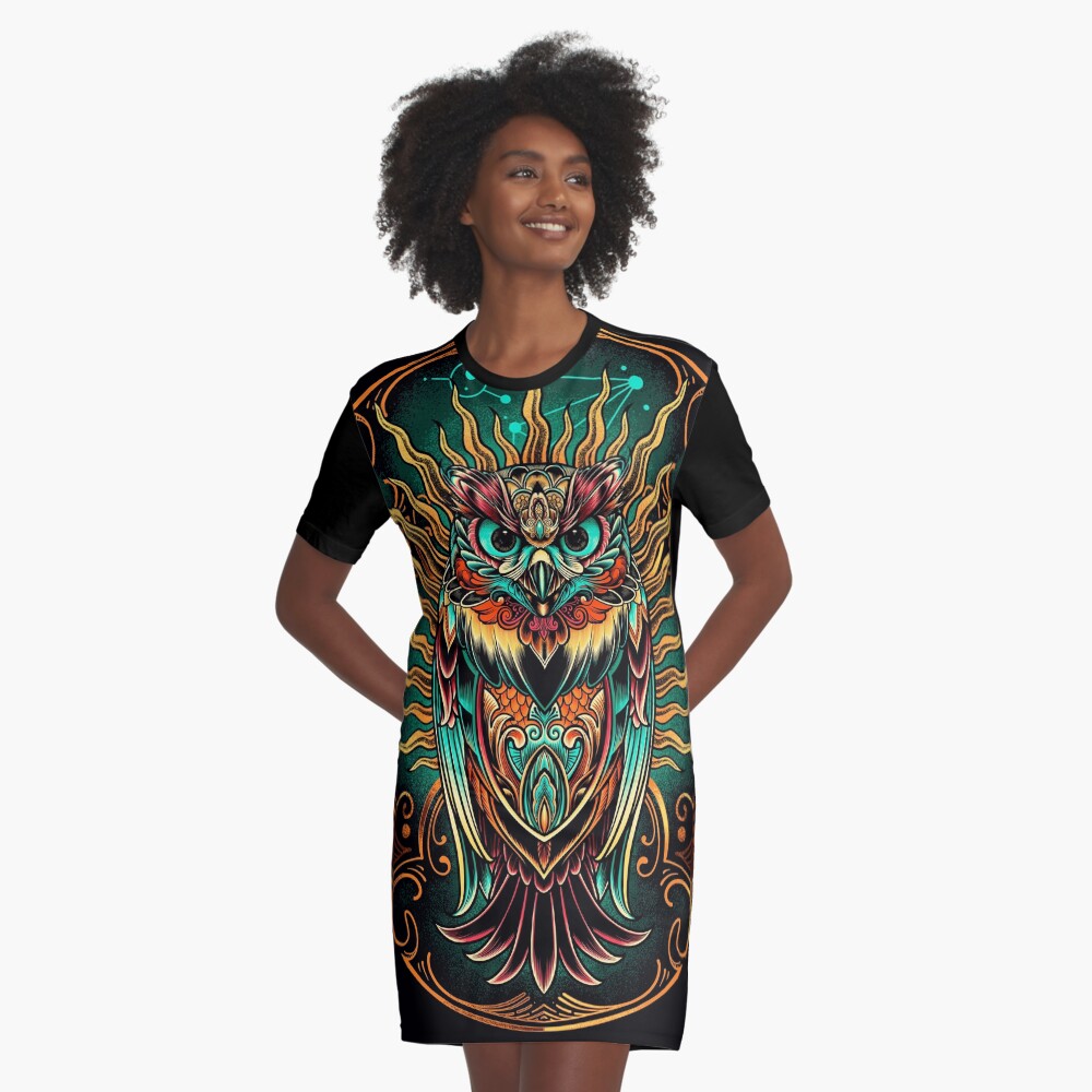 Owl - The Watcher Graphic T-Shirt Dress