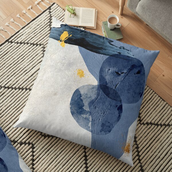 Abstract Navy and Gold Floor Pillow