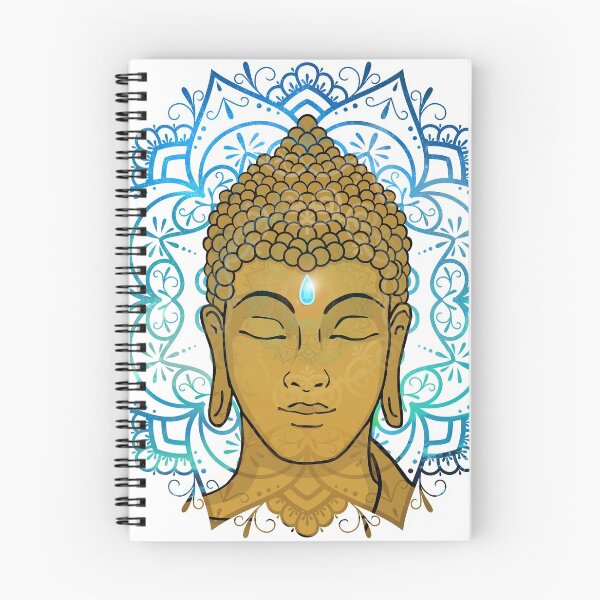 Item preview, Golden Face of Buddha in a Blue Mandala designed and sold by MandalaSoul.