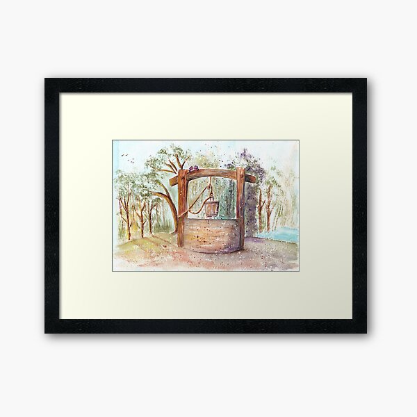 Water Well Watercolor Painting Framed Art Print