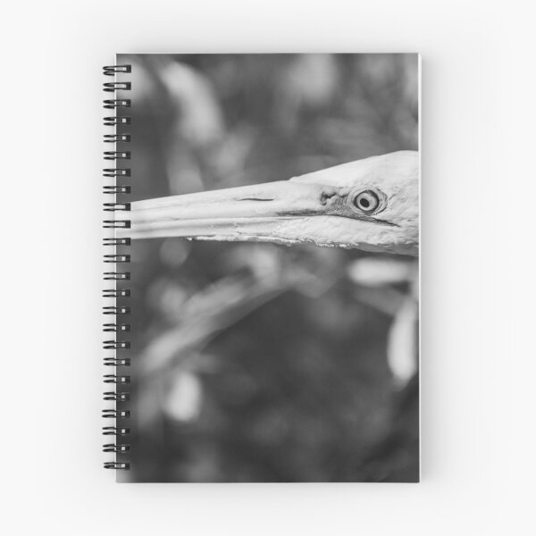 Item preview, Black and white headshot of a Great egret designed and sold by KensLensDesigns.