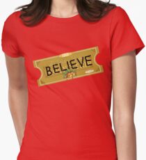 Believe Polar Express Santa Ticket 2018 Version Women's Fitted T-Shirt