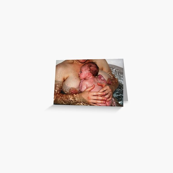 Infant and mother in bath Greeting Card