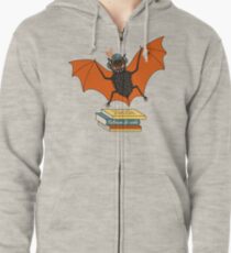Bat granny in the library Zipped Hoodie