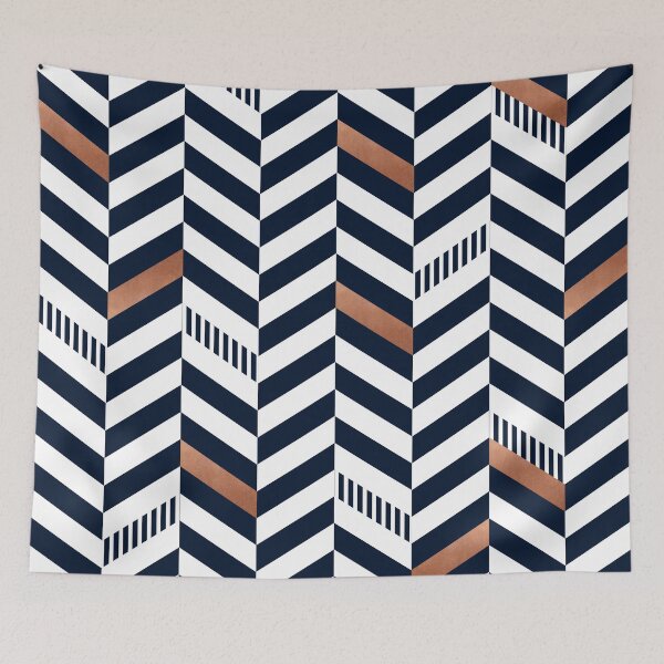 Item preview, Navy blue and copper chevron designed and sold by hellcom.