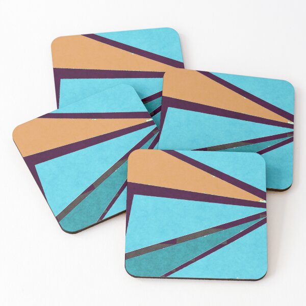 Item preview, Retro Geometrical Triangles in Blue Shades and Orange designed and sold by ibadishi.