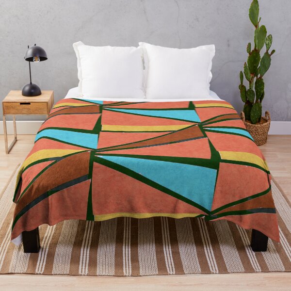 Artikelvorschau, Retro geometrische Dreiecke in Dark Orange Shades und Blau entworfen und verkauft von ibadishi.