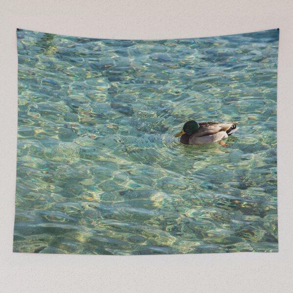 Item preview, Gliding on Rainbows - Mallard Duck on Sunshiny Lake designed and sold by Georgia Mizuleva.