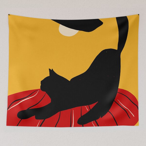 Item preview, Black cat under a yellow light designed and sold by Laura Chemello.