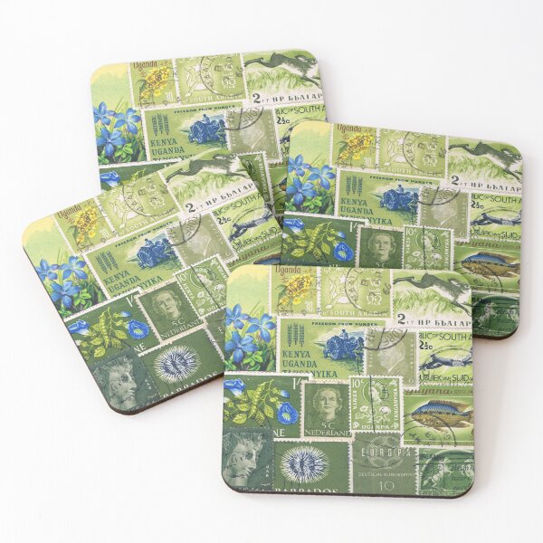 Item preview, Spring Greens - Postage Stamp Collage designed and sold by tanglecrafts.