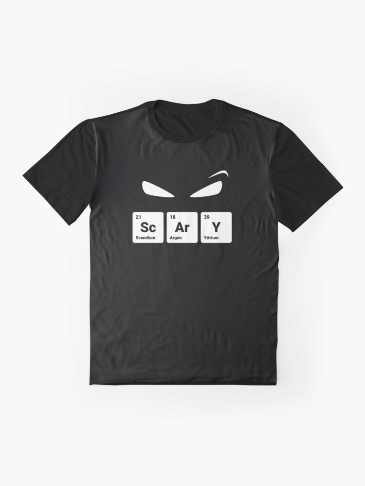 Thumbnail 4 of 5, Graphic T-Shirt, Scary! Halloween Eyes Periodic Table Elements Scandium Argon Yttrium designed and sold by science-gifts.
