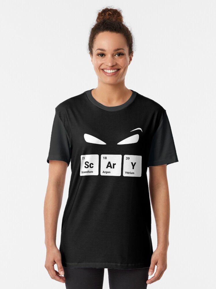 Thumbnail 2 of 5, Graphic T-Shirt, Scary! Halloween Eyes Periodic Table Elements Scandium Argon Yttrium designed and sold by science-gifts.