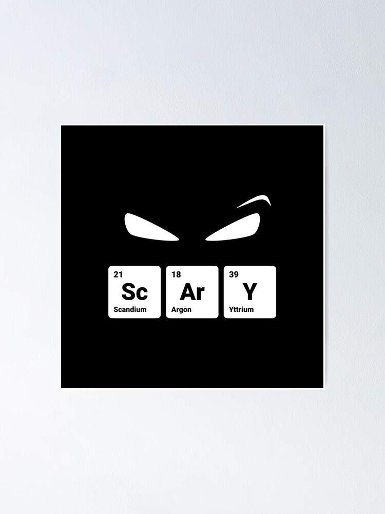 Alternate view of Scary! Halloween Eyes Periodic Table Elements Scandium Argon Yttrium Poster