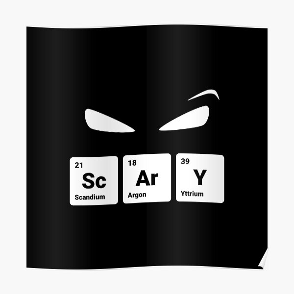 Scary! Halloween Eyes Periodic Table Elements Scandium Argon Yttrium Poster