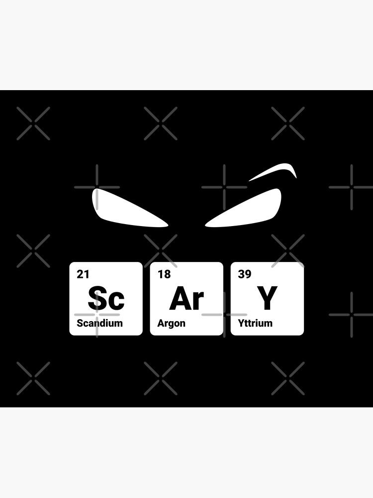 Thumbnail 6 of 6, Throw Blanket, Scary! Halloween Eyes Periodic Table Elements Scandium Argon Yttrium designed and sold by science-gifts.