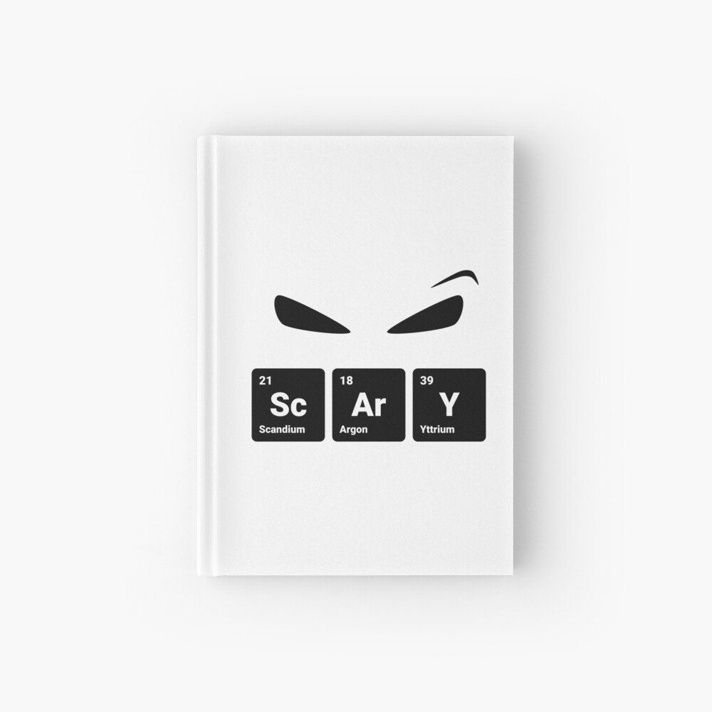 Scary! Halloween Eyes Periodic Table Elements Scandium Argon Yttrium (Inverted) Hardcover Journal