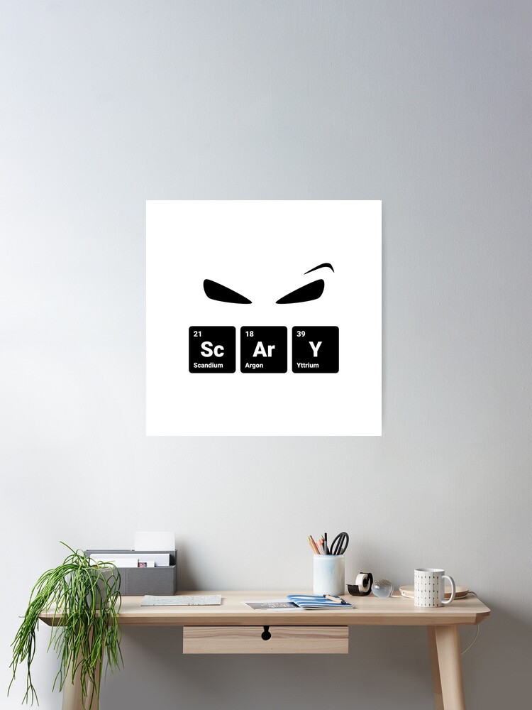 Thumbnail 1 of 3, Poster, Scary! Halloween Eyes Periodic Table Elements Scandium Argon Yttrium (Inverted) designed and sold by science-gifts.