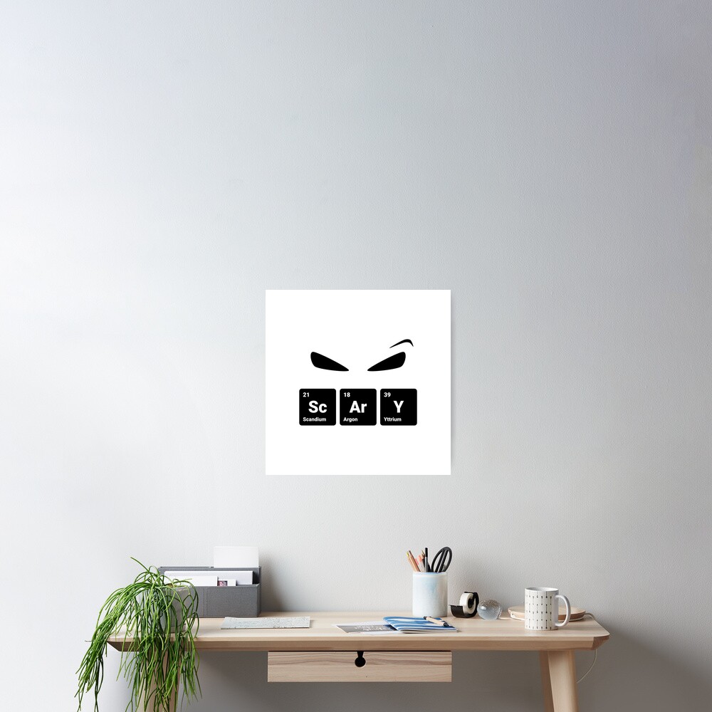 Scary! Halloween Eyes Periodic Table Elements Scandium Argon Yttrium (Inverted) Poster