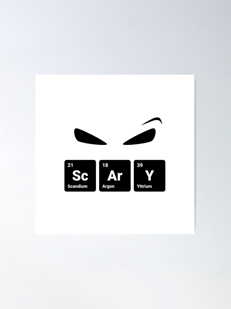 Thumbnail 2 of 3, Poster, Scary! Halloween Eyes Periodic Table Elements Scandium Argon Yttrium (Inverted) designed and sold by science-gifts.