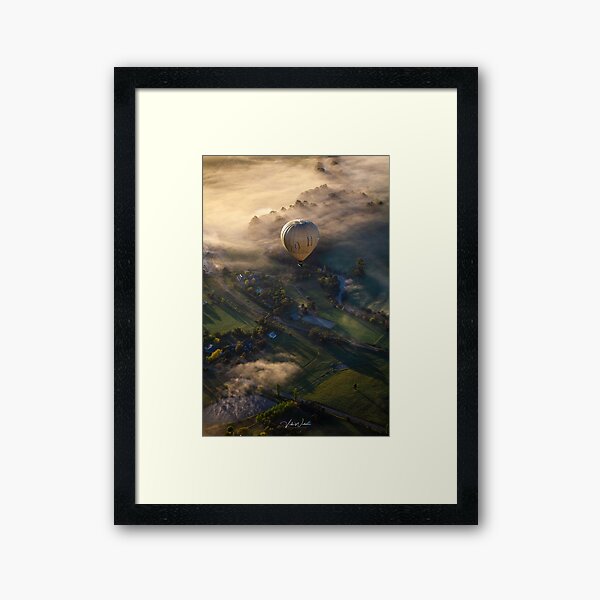 Hot Air Balloon over the Yarra Valley, Victoria, Australia. Framed Art Print