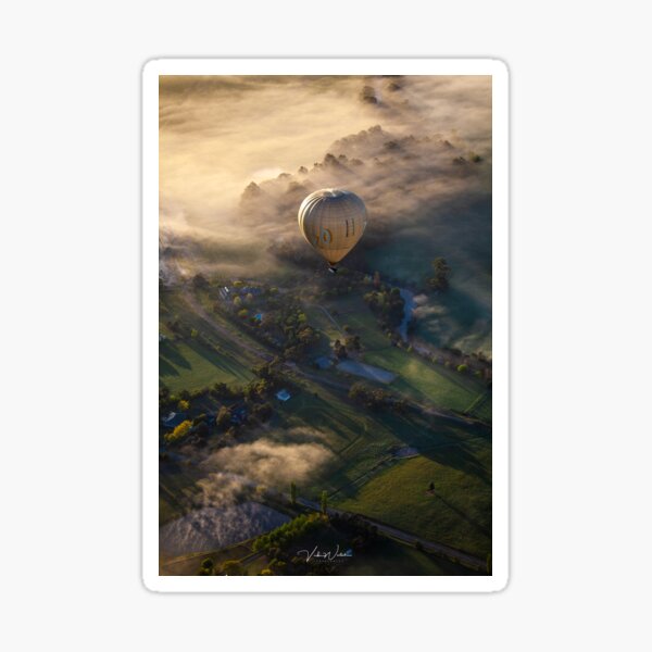 Hot Air Balloon over the Yarra Valley, Victoria, Australia. Sticker