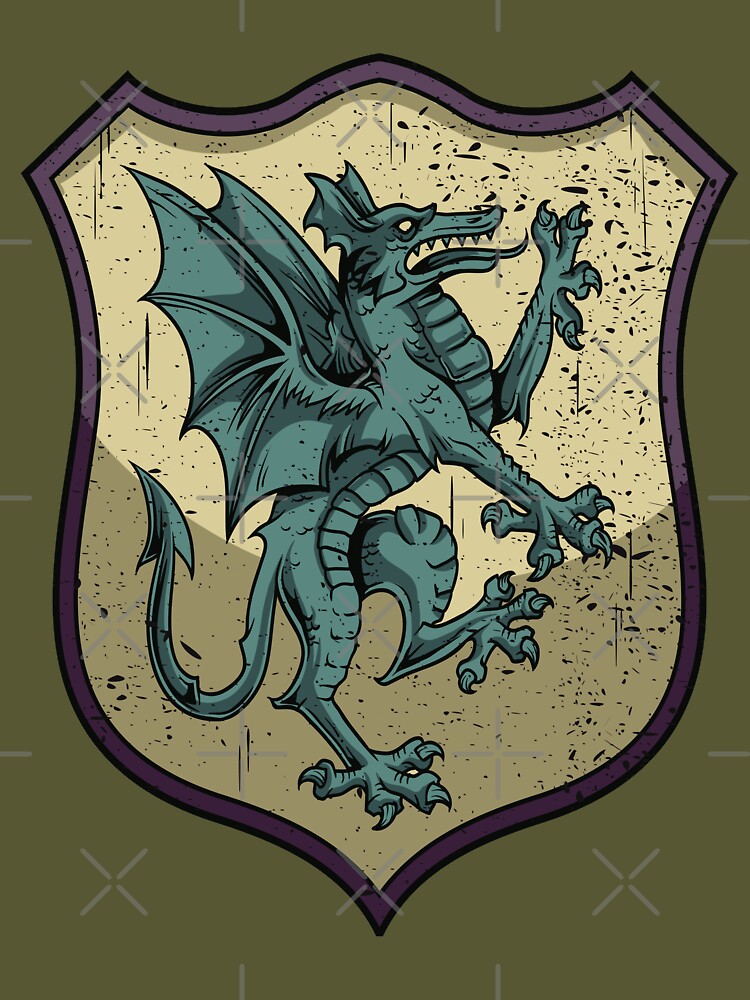 Dragon Crest Coat of Arms inspired by a Medieval Tapestry Counted