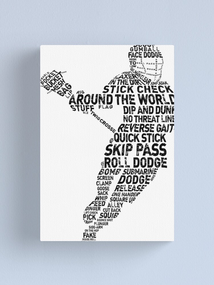 "Lacrosse Player Terminology Word Art" Canvas Print for Sale by